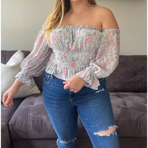 Entro Wildest Dreams Floral Off The Shoulder Boho Top Medium NEW